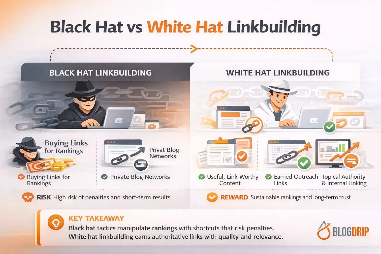 Black hat vs white hat linkbuilding